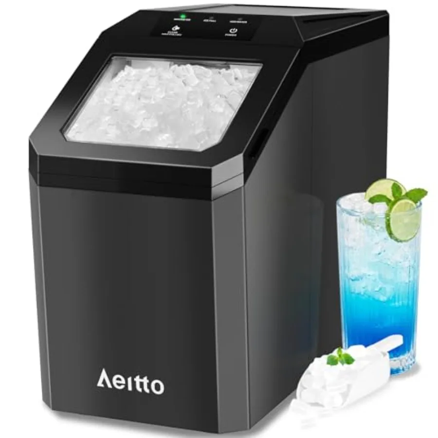 Countertop nugget ice maker for home office and party use, stainless steel housing, black, 55 lbs/24H output, 3.6L water tank,
Countertop nugget ice maker for home office and party use, stainless steel housing, black, 55 lbs/24H output, 3.6L water tank,