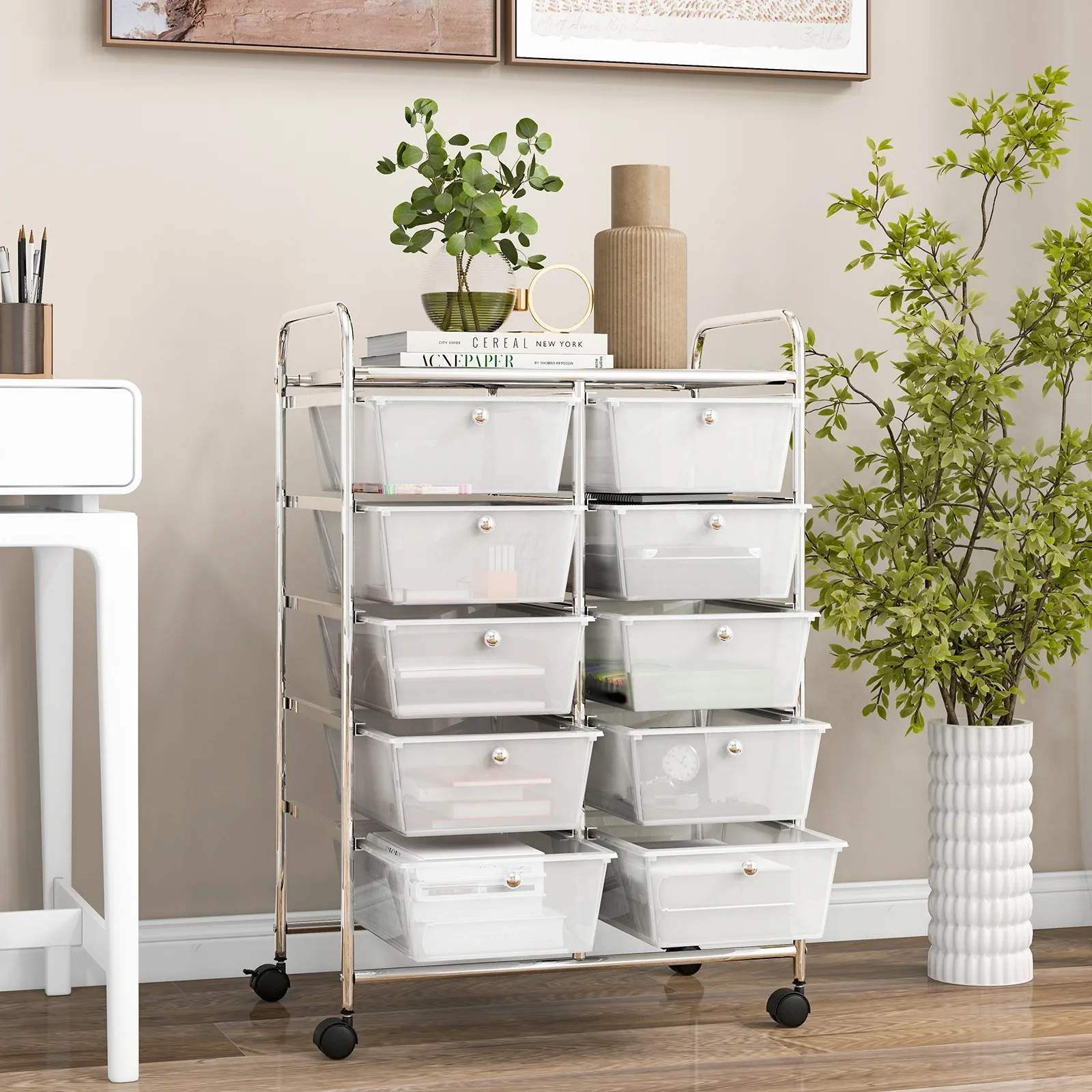 10-Drawer Storage Cart Utility Rolling Trolley Kitchen Organizer Clear
10-Drawer Storage Cart Utility Rolling Trolley Kitchen Organizer Clear
