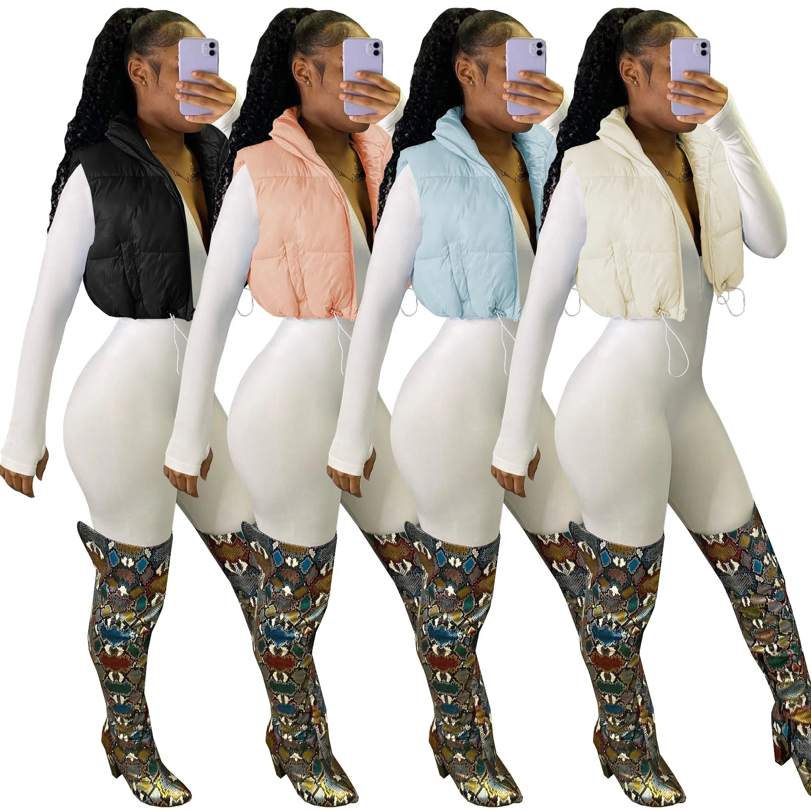 New Crop Bubble Puffer Winter Jacket Coats Faux Warm Sleeveless Women Outerwear Zipper Casual Solid Parkas
New Crop Bubble Puffer Winter Jacket Coats Faux Warm Sleeveless Women Outerwear Zipper Casual Solid Parkas