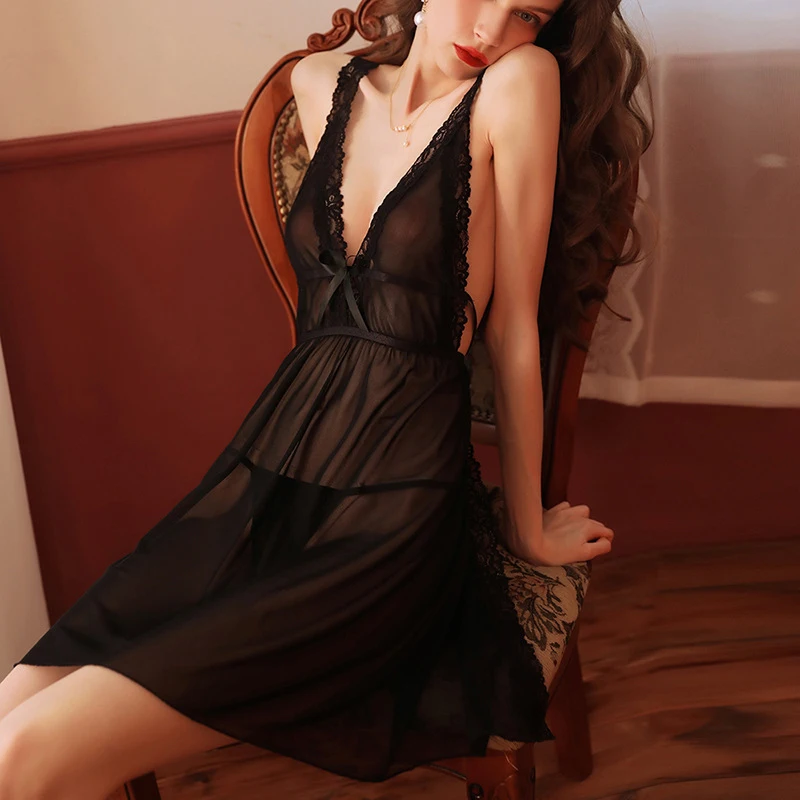 New Summer Sexy Pajamas For Women Lace Deep V Adult Femal Lingerie Strap Thin Bareback Passionate Split Non Detachable Wholesale
New Summer Sexy Pajamas For Women Lace Deep V Adult Femal Lingerie Strap Thin Bareback Passionate Split Non Detachable Wholesale