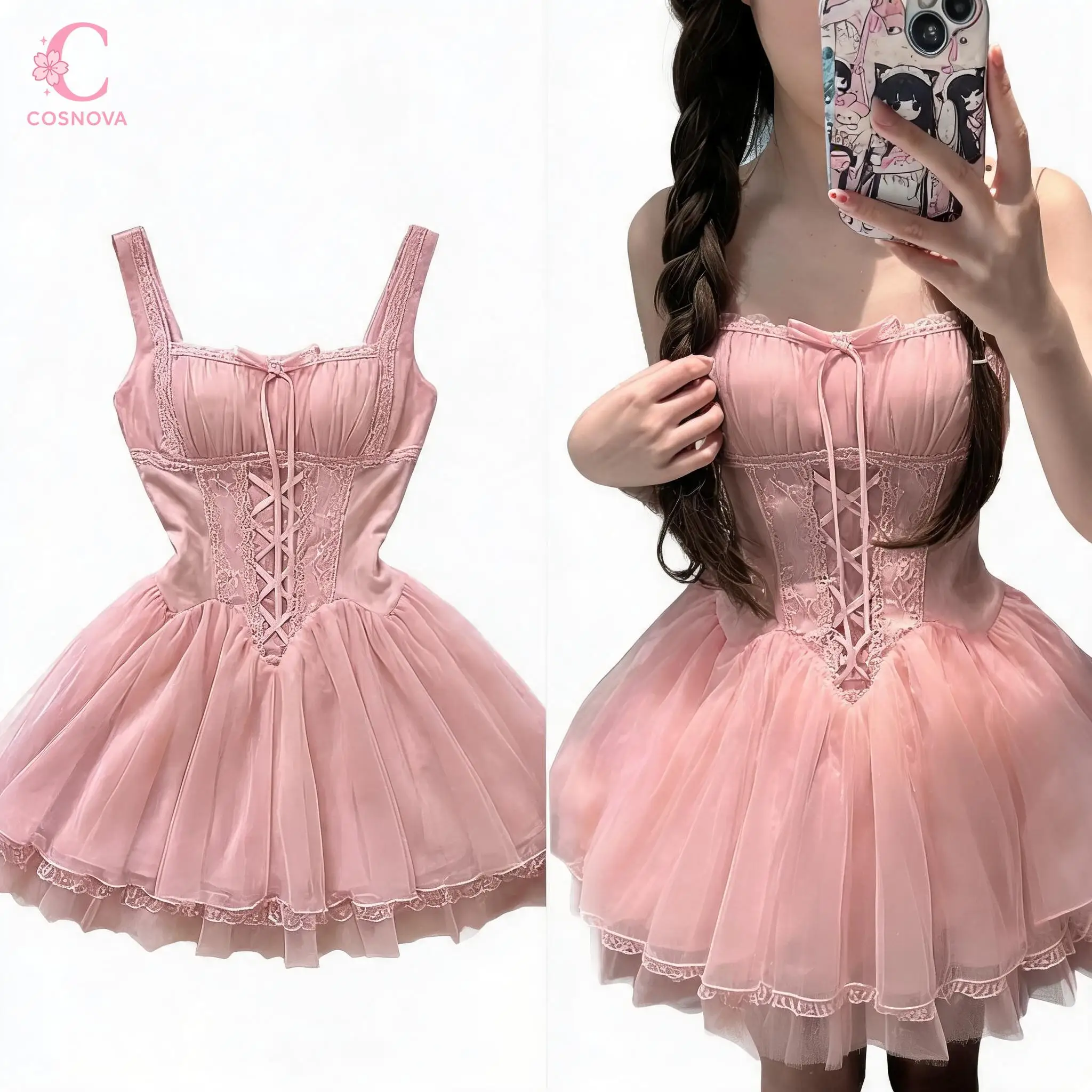 Sweet Princess French Sleeveless Lace Up Bow Elegant Women Dresses Female Ruffle Tulle Skirt Dress Summer Daily Party Clothes
Sweet Princess French Sleeveless Lace Up Bow Elegant Women Dresses Female Ruffle Tulle Skirt Dress Summer Daily Party Clothes