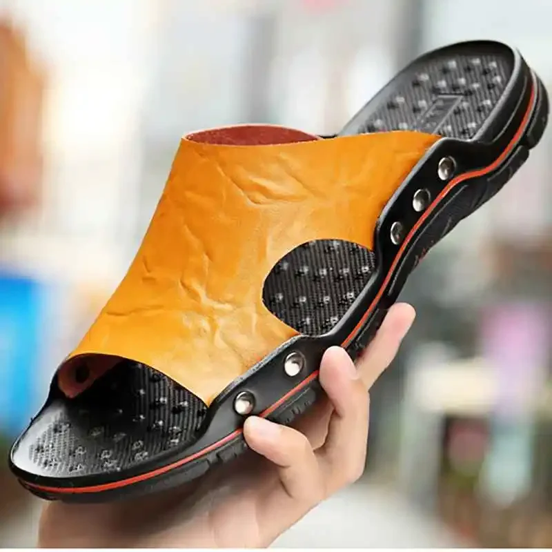 Mens Sandal Leather Slipper Summer 2024 Fashion Flats Beach Casual Walking Slides for Men Solid Outdoor Anti Slip Men's Sandals
Mens Sandal Leather Slipper Summer 2024 Fashion Flats Beach Casual Walking Slides for Men Solid Outdoor Anti Slip Men's Sandals