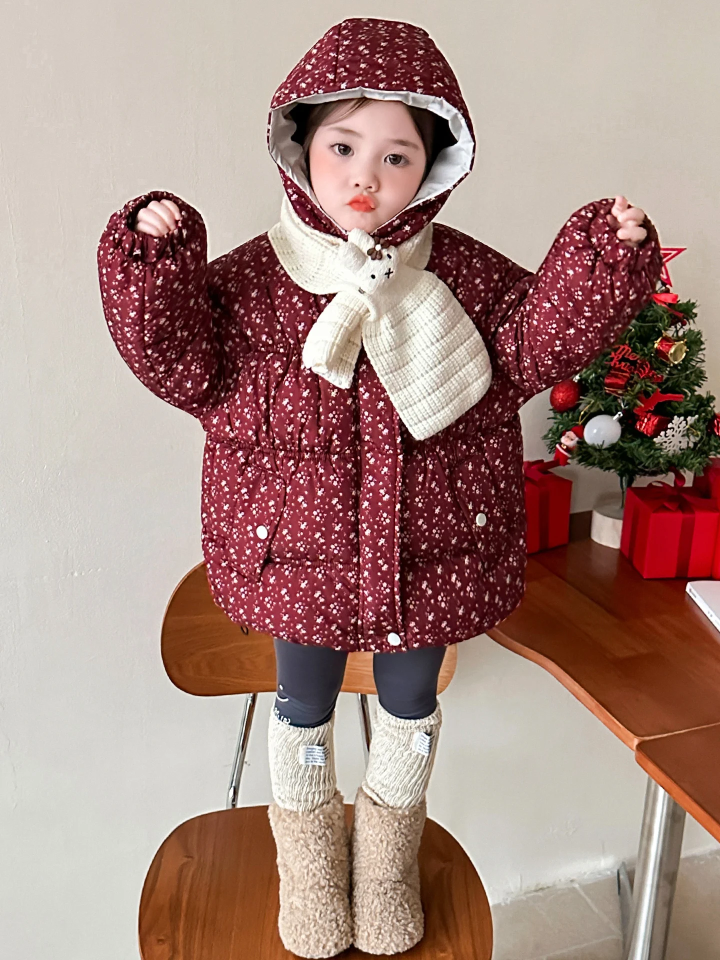 Girls Fce Lined Cotton Jaet Winter Wear Floral Print Hooded Warm Children's Coat Sweet Sle Loose Fit Long Sve Zipper
Girls Fce Lined Cotton Jaet Winter Wear Floral Print Hooded Warm Children's Coat Sweet Sle Loose Fit Long Sve Zipper
