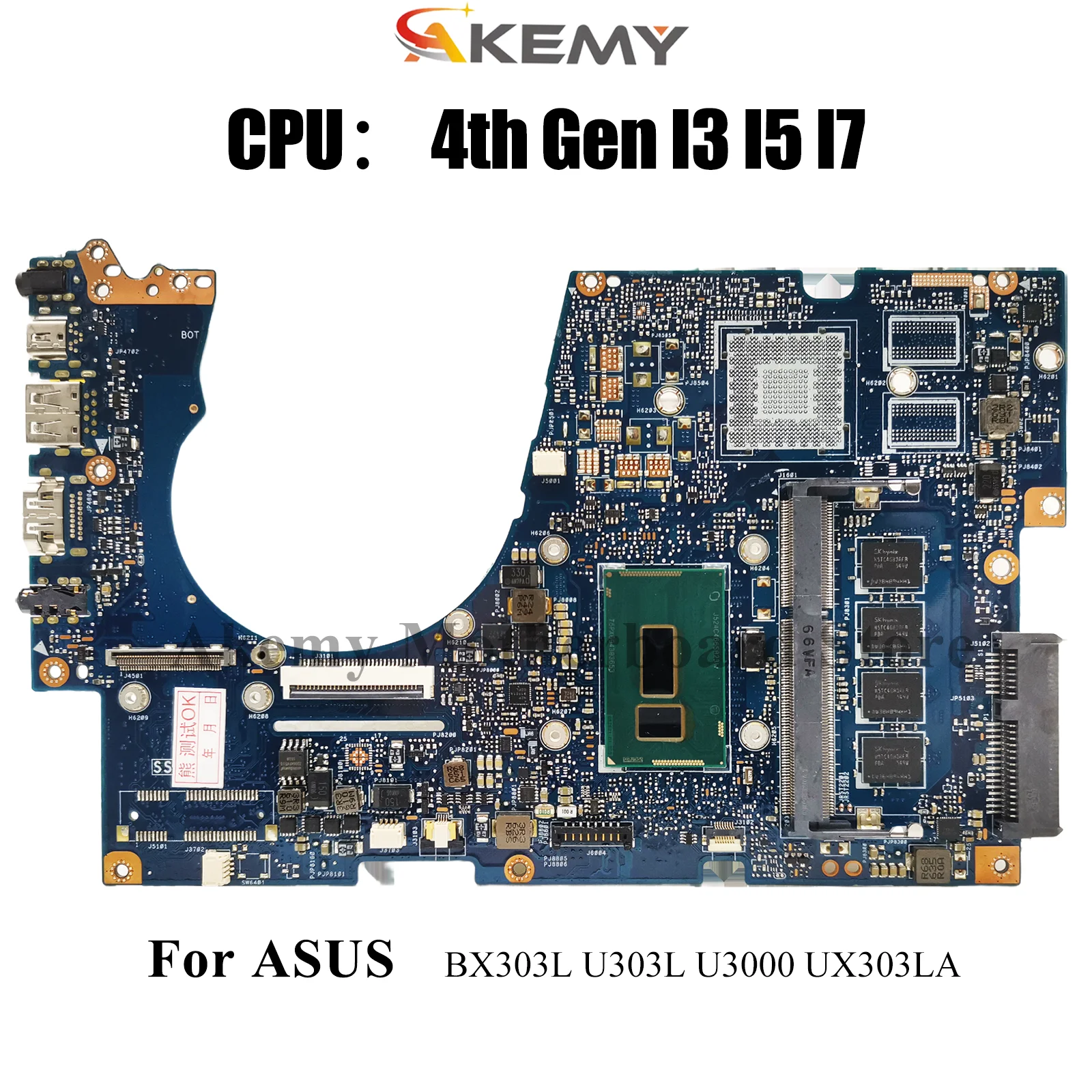 UX303LA Laptop Motherboard For ASUS ZenBook U3000 BX303L UX303LNB UX303LA UX303LN UX303L UX303LB U303L Mainboard W/ I3 I5 I7 CPU
UX303LA Laptop Motherboard For ASUS ZenBook U3000 BX303L UX303LNB UX303LA UX303LN UX303L UX303LB U303L Mainboard W/ I3 I5 I7 CPU