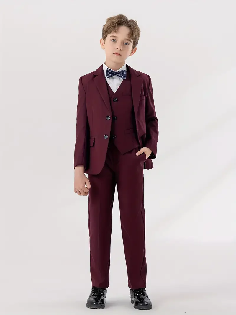 Kids Red Blazer Vest Pants Bowtie 4Pieces Wedding Suit Children's Host Piano Performance Costume Boys Photography Suit
Kids Red Blazer Vest Pants Bowtie 4Pieces Wedding Suit Children's Host Piano Performance Costume Boys Photography Suit