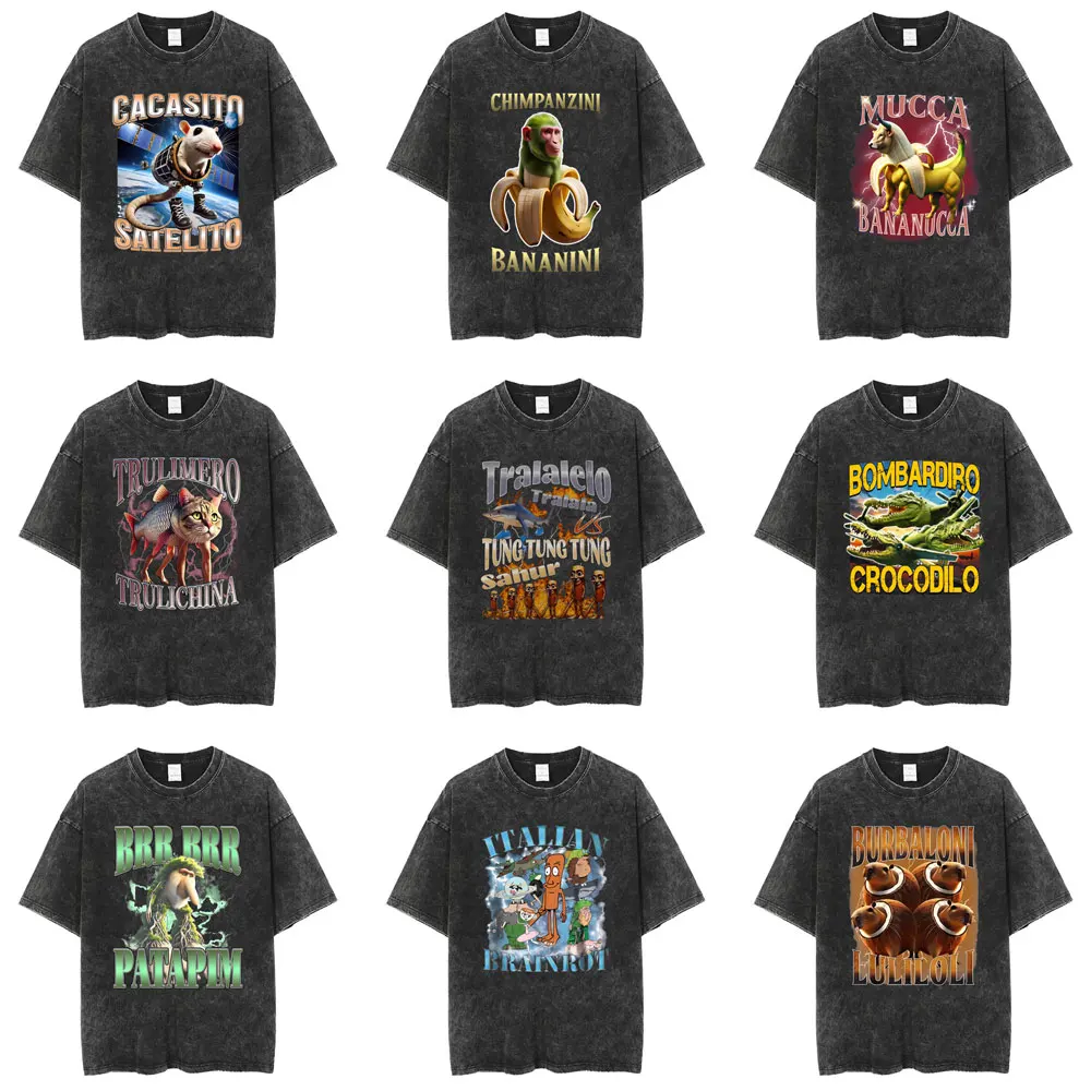 Funny Italian Brainrot Retro Washed T-shirt Brr Brr Patapim Bombardiro Crocodilo Tralalero Tralala Tung Tung Tung Sahur T Shirts
Funny Italian Brainrot Retro Washed T-shirt Brr Brr Patapim Bombardiro Crocodilo Tralalero Tralala Tung Tung Tung Sahur T Shirts