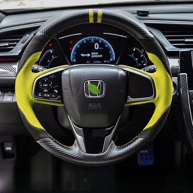 hand-stitched Genuine Leather Suede Carbon Fiber Car Steering Wheel Cover For Honda Civic 10th 2016-2018 CR-V Clarity 2018-2021
hand-stitched Genuine Leather Suede Carbon Fiber Car Steering Wheel Cover For Honda Civic 10th 2016-2018 CR-V Clarity 2018-2021
