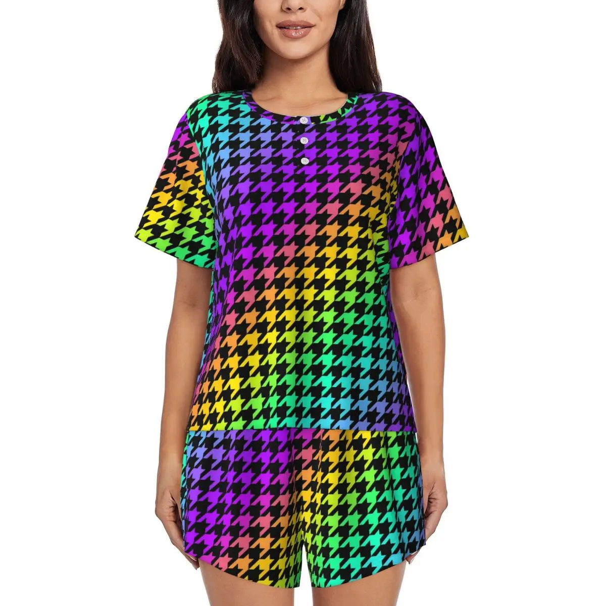 Houndstooth Plaid Pajamas Short Sleeve Geometric Print 2 Pieces Casual Pajama Sets Daily Womens O Neck Lovely Sleepwear
Houndstooth Plaid Pajamas Short Sleeve Geometric Print 2 Pieces Casual Pajama Sets Daily Womens O Neck Lovely Sleepwear