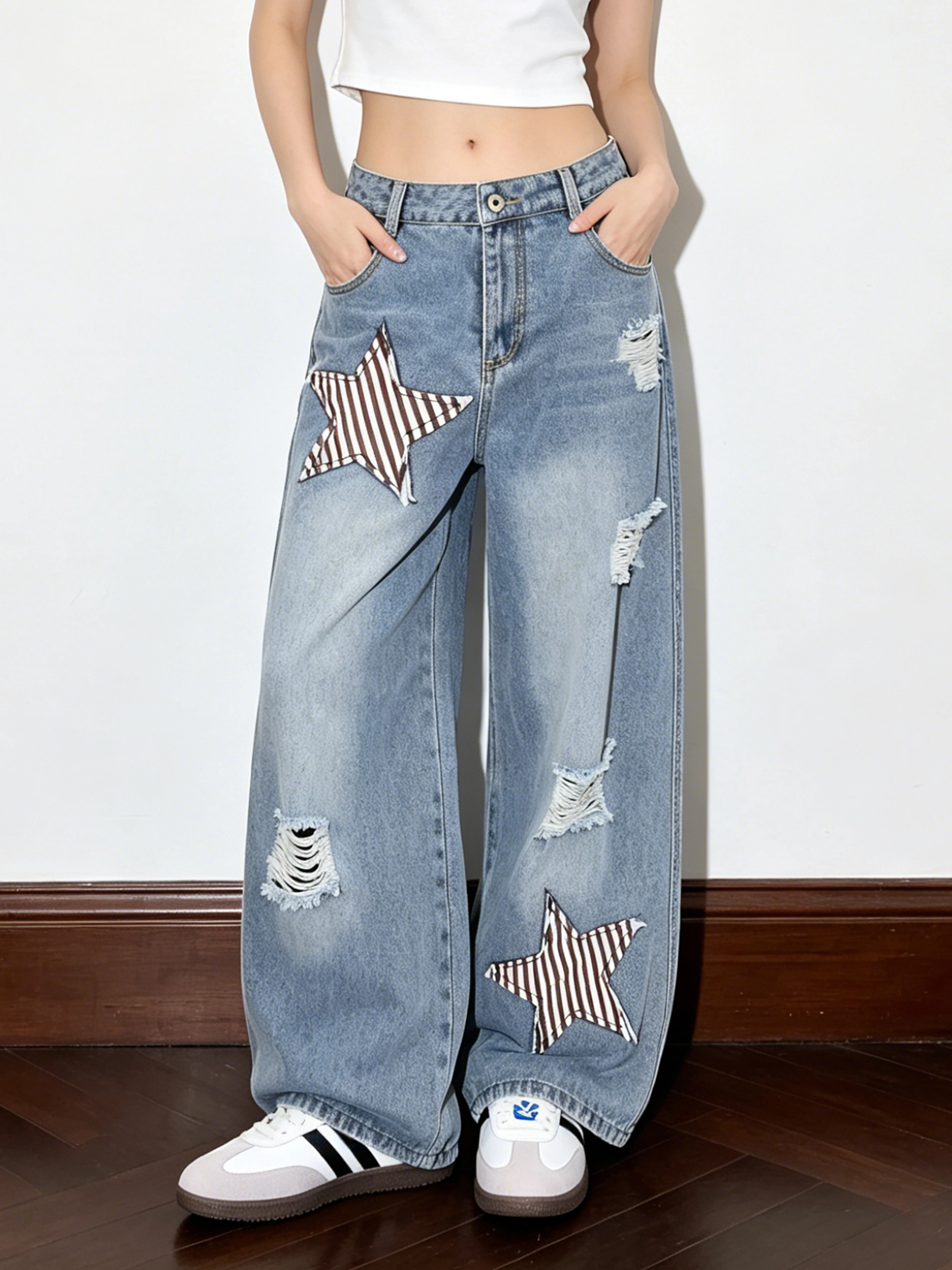 American Style Star Patch Denim Jeans Women's Hole Wide Leg Floor-Length Pants Neutral Slimming Long Trousers Summer Natural ...
American Style Star Patch Denim Jeans Women's Hole Wide Leg Floor-Length Pants Neutral Slimming Long Trousers Summer Natural ...