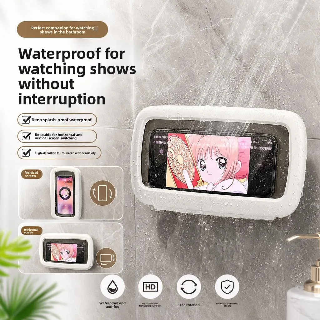 Bathroom Waterproof Phone Holder Touch Screen Toilet Makeup Room Wall Mounted Storage Shelf Simple Style Plastic Material
Bathroom Waterproof Phone Holder Touch Screen Toilet Makeup Room Wall Mounted Storage Shelf Simple Style Plastic Material