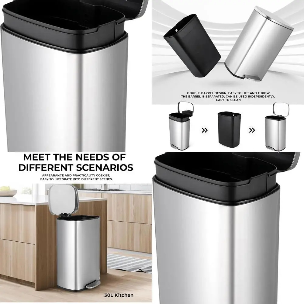 8 Gallon Brushed Steel Trash Can with Step Pedal, 30L for Recyclables or Waste, Quiet Closing, Removable Bin for Home & Office U
8 Gallon Brushed Steel Trash Can with Step Pedal, 30L for Recyclables or Waste, Quiet Closing, Removable Bin for Home & Office U