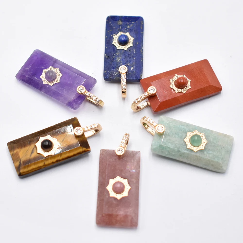 Wholesale 6pcs/lot Fashion Natural Stone rectangle Inlaid Crystal Sunflower Jewelry Pendant DIY Exquisite Necklace Earrings
Wholesale 6pcs/lot Fashion Natural Stone rectangle Inlaid Crystal Sunflower Jewelry Pendant DIY Exquisite Necklace Earrings