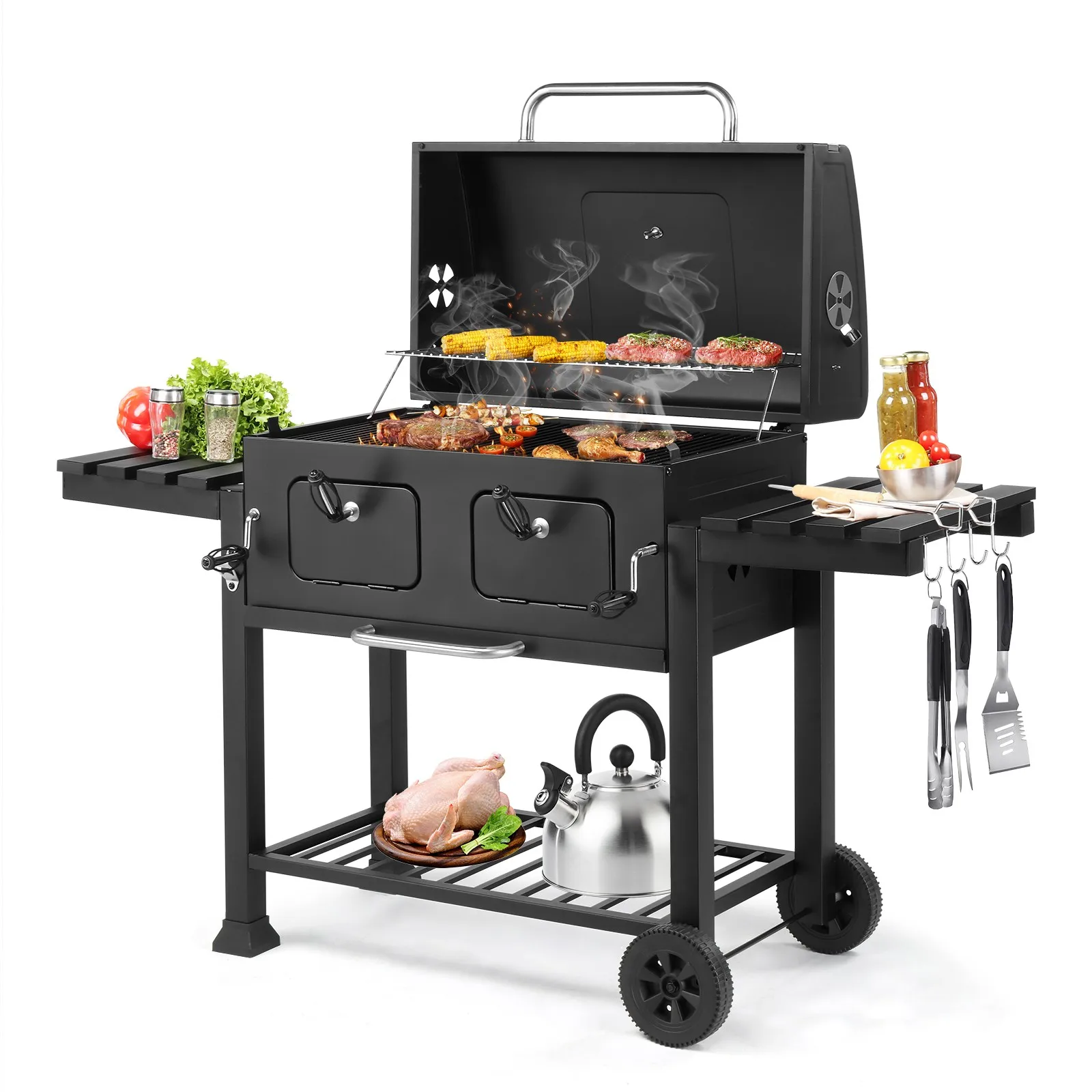 Charcoal Grill 2-Door Heavy-Duty for Garden Outdoor Liftable Picnic Camping
Charcoal Grill 2-Door Heavy-Duty for Garden Outdoor Liftable Picnic Camping