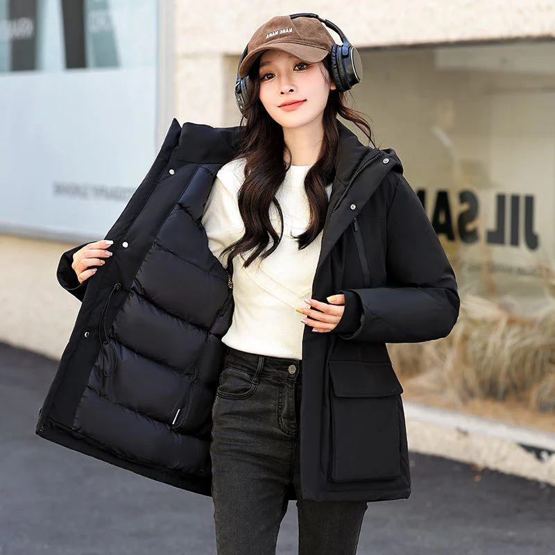Winter Thiened Outdoor Women's Jaet Waist-Cinching Hooded Coat Korean Sle Commute Long Sve Zipper Pure Color Parka
Winter Thiened Outdoor Women's Jaet Waist-Cinching Hooded Coat Korean Sle Commute Long Sve Zipper Pure Color Parka