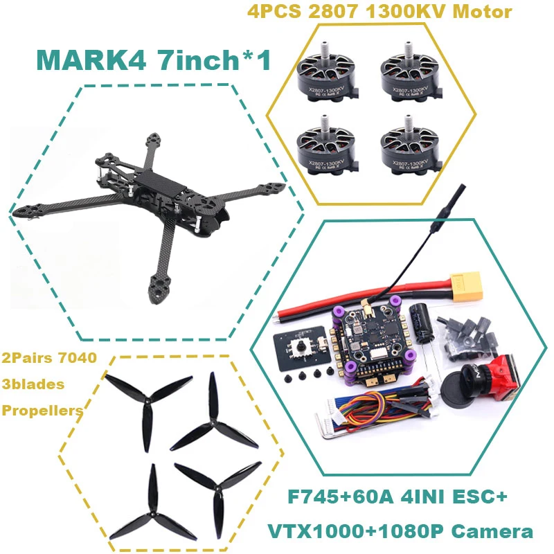 Rctosky MARK4 7inch F745 V2 Flight Control 45/60A 4INI ESC rack drone FPV carbon fiber PV Racing Drone Quadcopter Freestyle
Rctosky MARK4 7inch F745 V2 Flight Control 45/60A 4INI ESC rack drone FPV carbon fiber PV Racing Drone Quadcopter Freestyle