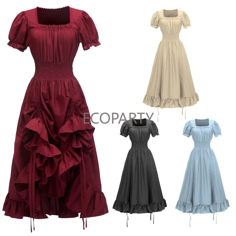 Retro Renaissance Costume Square Neck Short Sleeve Maxi Dress Medieval Stage Coswear Halloween Costumes for Adult Women
Retro Renaissance Costume Square Neck Short Sleeve Maxi Dress Medieval Stage Coswear Halloween Costumes for Adult Women