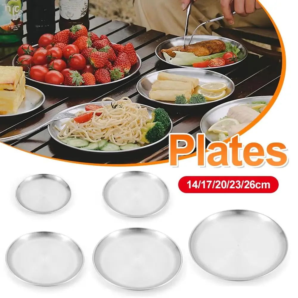 Reusable Picnic Dinner Plate 14/17/20/23/26cm Stainless Steel Dining Tray Rust-Resistant Stackable Food Serving Tray Hiking
Reusable Picnic Dinner Plate 14/17/20/23/26cm Stainless Steel Dining Tray Rust-Resistant Stackable Food Serving Tray Hiking