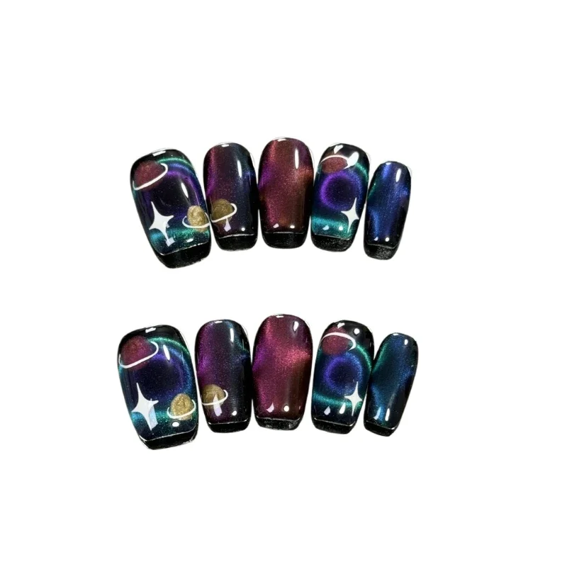 *Starry sky burst new cat eye manicure fake nail hand-painted universe pure hand-worn nail patch
*Starry sky burst new cat eye manicure fake nail hand-painted universe pure hand-worn nail patch
