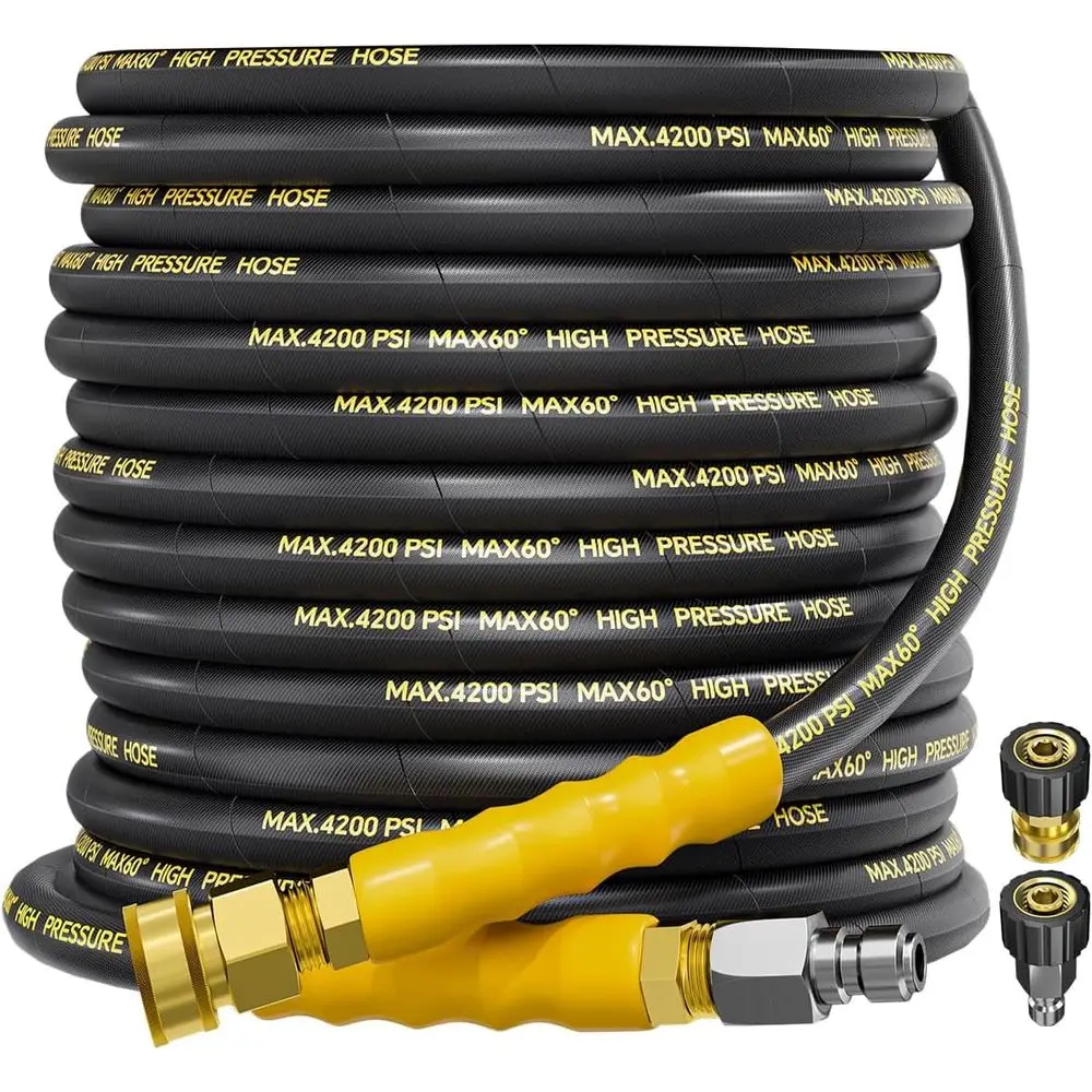 4200 PSI 50-Foot Steel Braided Hose with 3/8 Swivel Connectors and 1/4 Nozzle for Cold/Hot Water Pressure Washers
4200 PSI 50-Foot Steel Braided Hose with 3/8 Swivel Connectors and 1/4 Nozzle for Cold/Hot Water Pressure Washers