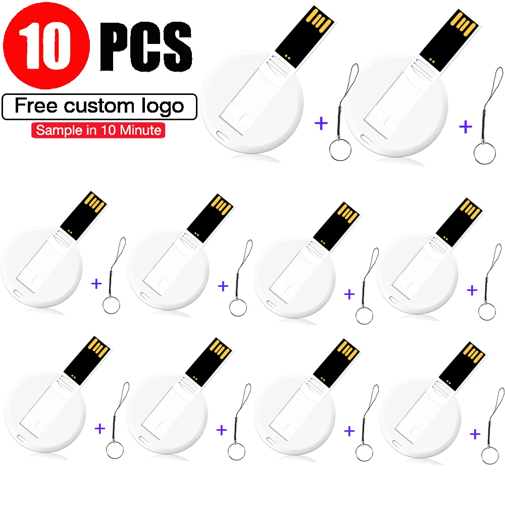 10PCS/batch Mini Round Card USB Flash Drive Free Printing Logo 64GB 32GB Pen Drive 16GB Card Business Name U Disk with Keychain
10PCS/batch Mini Round Card USB Flash Drive Free Printing Logo 64GB 32GB Pen Drive 16GB Card Business Name U Disk with Keychain