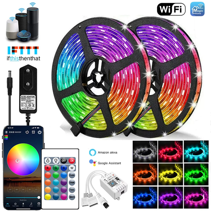 Wifi Led Strip Lights Magic Home Adhesive Led Tape Lamp Bluetooth Smart Led Lights Strip For Room Rgb 5050 Led Decoration
Wifi Led Strip Lights Magic Home Adhesive Led Tape Lamp Bluetooth Smart Led Lights Strip For Room Rgb 5050 Led Decoration