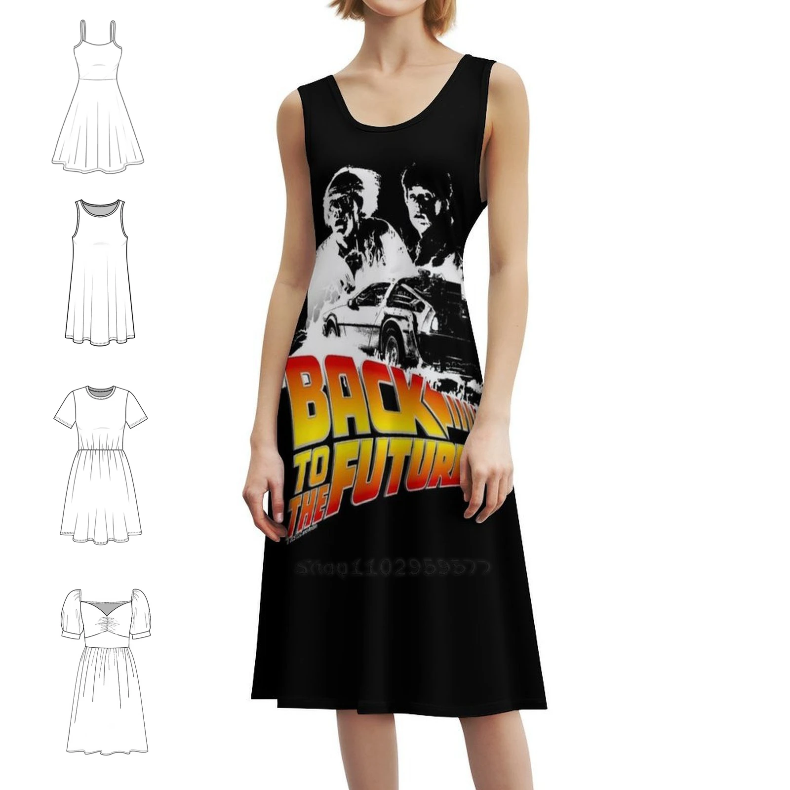 Back To The Future-Fire Tracks Marty And Doc Stencil Vintage Bohemian Dress Puff Sleeve Or Sleeveless Options For Women Dress
Back To The Future-Fire Tracks Marty And Doc Stencil Vintage Bohemian Dress Puff Sleeve Or Sleeveless Options For Women Dress