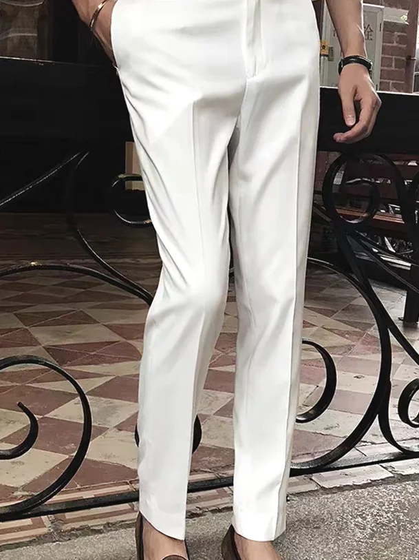 Белые мужские брюки-чинос slim fit, не требующие глажки, модные, укороченные, повседневные
Белые мужские брюки-чинос slim fit, не требующие глажки, модные, укороченные, повседневные