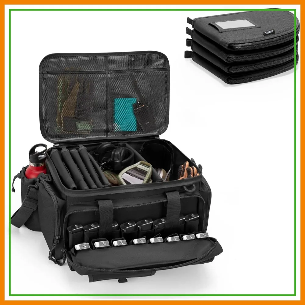 Tactical Pistol Range Bag with 4 Cases, 16 Magazine Slots, Padded Gun Duffle for Ammo & Essentials (Patent Design)
Tactical Pistol Range Bag with 4 Cases, 16 Magazine Slots, Padded Gun Duffle for Ammo & Essentials (Patent Design)