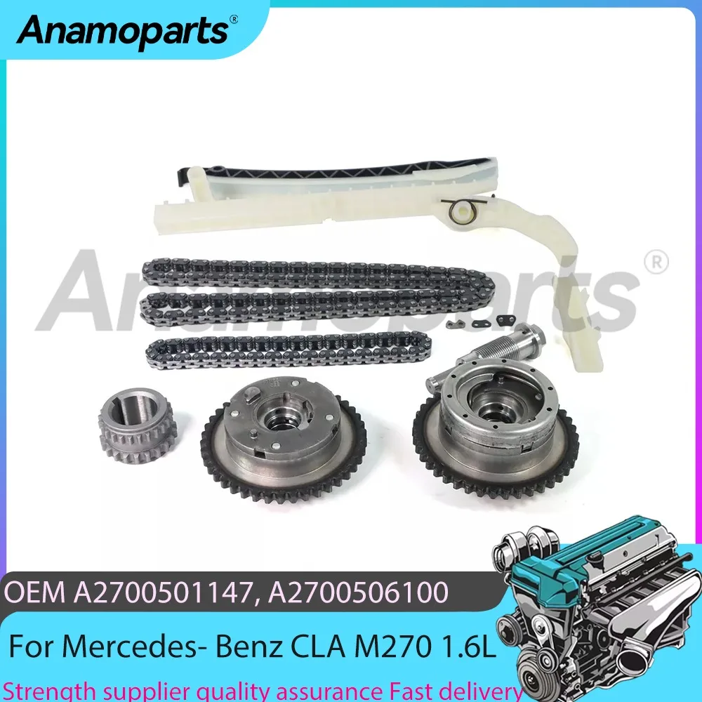 Engine Timing Chain Kit VVT Gears Fit 1.6 2.0T l4 For Mercedes- Benz X156 A200 CLA250 C180 C300 M133 M270 M274 1.6T 2.0T 13-19
Engine Timing Chain Kit VVT Gears Fit 1.6 2.0T l4 For Mercedes- Benz X156 A200 CLA250 C180 C300 M133 M270 M274 1.6T 2.0T 13-19