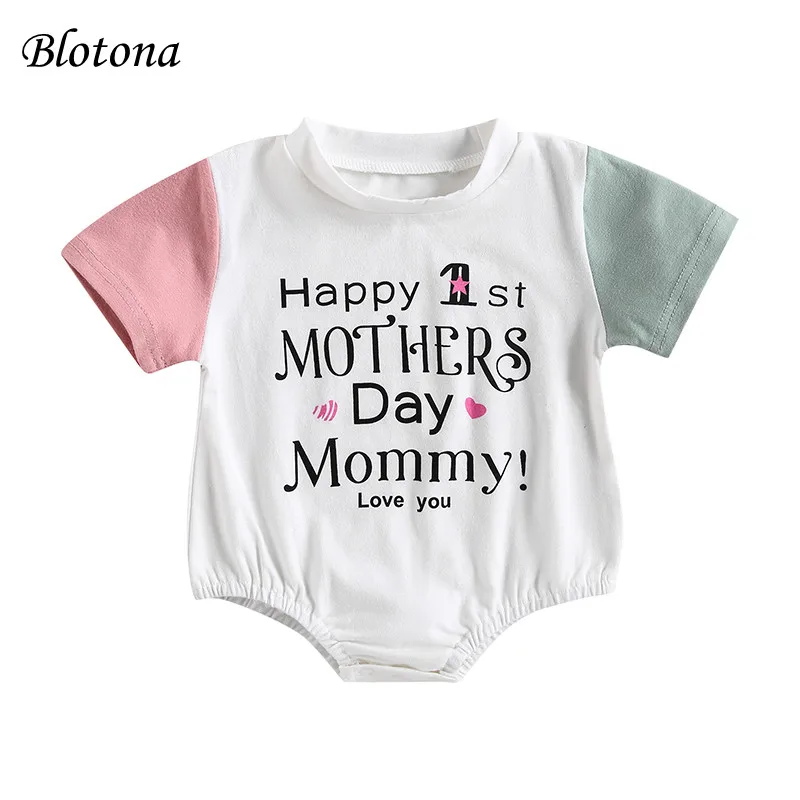 Blotona Baby Girls Summer Casual Romper Short Sleeve O-Neck Mother's Day Letter Print Contrast Color Playsuit 0-18Months
Blotona Baby Girls Summer Casual Romper Short Sleeve O-Neck Mother's Day Letter Print Contrast Color Playsuit 0-18Months