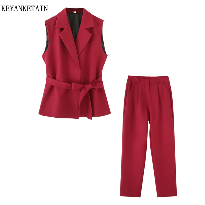 KEYANKETIAN 2025New With Belt Sleeveless Suit Vest Zipper High Waist Casual Pants Women's Solid color Office Lady Two-Piece Thin
KEYANKETIAN 2025New With Belt Sleeveless Suit Vest Zipper High Waist Casual Pants Women's Solid color Office Lady Two-Piece Thin