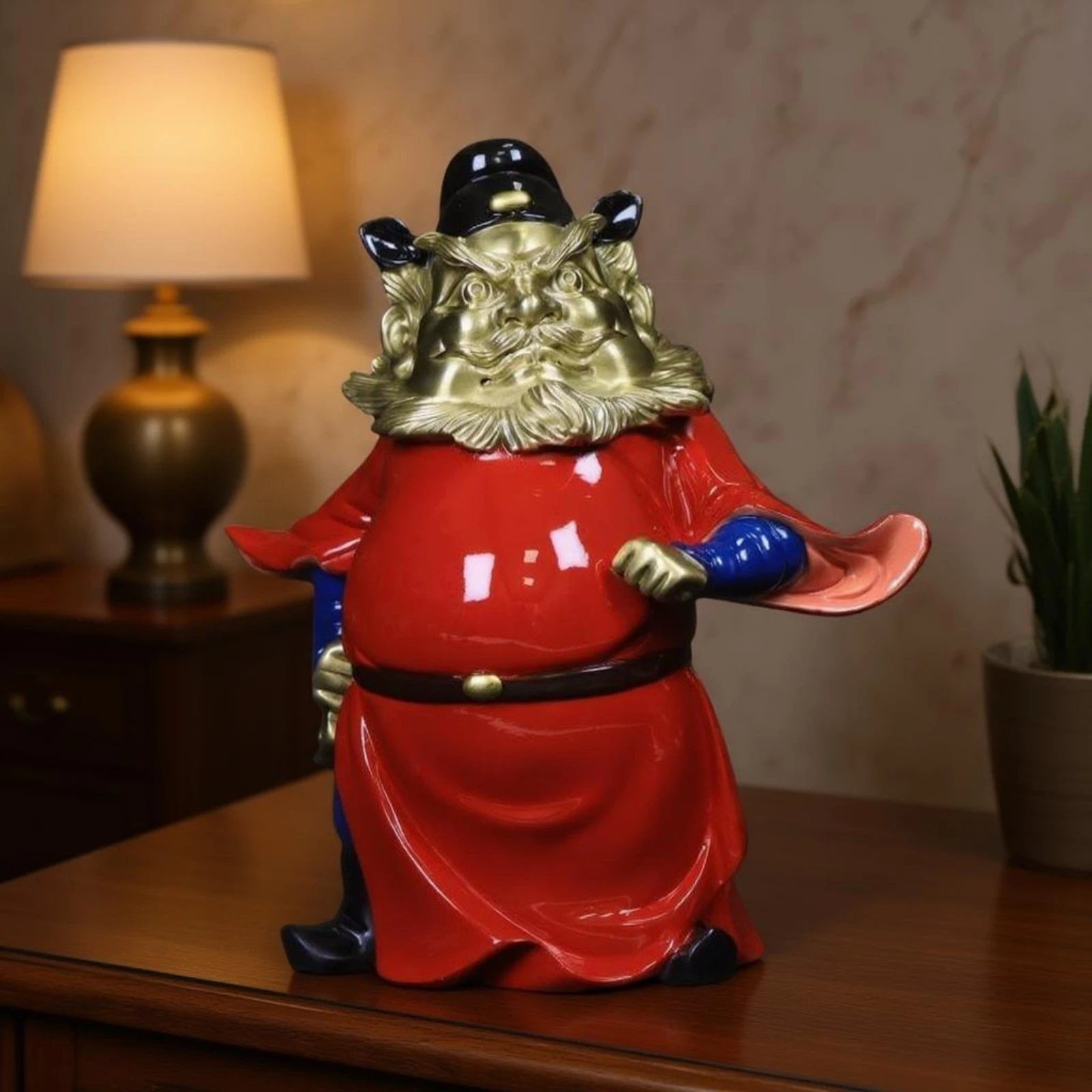 Zhong Kui Figurine Glossy Finish Tabletop Deity Statue Red Robe Figurine Flowing Sleeves House Ornament Black Headwear
Zhong Kui Figurine Glossy Finish Tabletop Deity Statue Red Robe Figurine Flowing Sleeves House Ornament Black Headwear