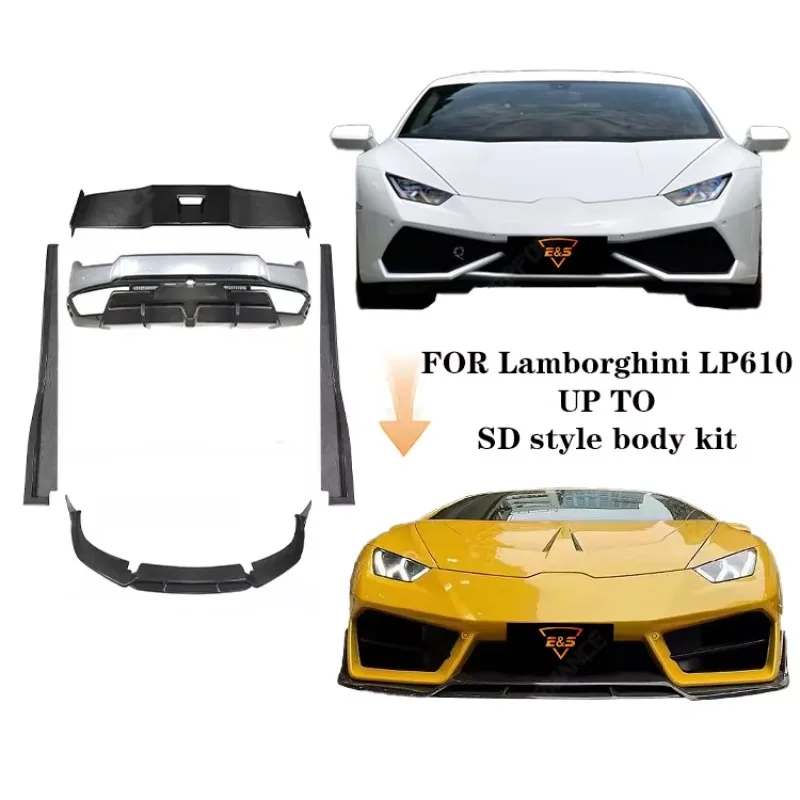 Dry Carbon Fiber front Lip Rear Diffuser Side Skirts SD Style Body Kit for Huracan LP610 Car Accessories Full Kit
Dry Carbon Fiber front Lip Rear Diffuser Side Skirts SD Style Body Kit for Huracan LP610 Car Accessories Full Kit