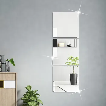 3D 접착식 거울 벽 스티커, 유연한 DIY 아트 아크릴 거울 스티커, 거실 장식, 두께 2mm, 20 cm, 30cm, 4 개