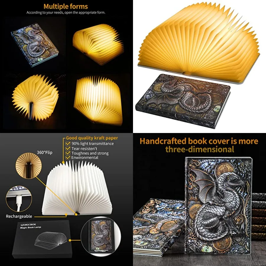 Folding Book Lamp Dragon Night Light, Book Light as Gifts for Book Lovers, Portable Bedside Light 3 Colors
Folding Book Lamp Dragon Night Light, Book Light as Gifts for Book Lovers, Portable Bedside Light 3 Colors