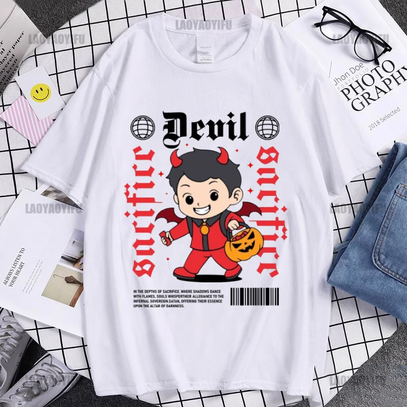 Sacrifice Devil Printing Shirt Summer Casual Men's T-Shirt Street Fashion Short Sleeve Clothing Streetwear Cartoon Cotton
Sacrifice Devil Printing Shirt Summer Casual Men's T-Shirt Street Fashion Short Sleeve Clothing Streetwear Cartoon Cotton
