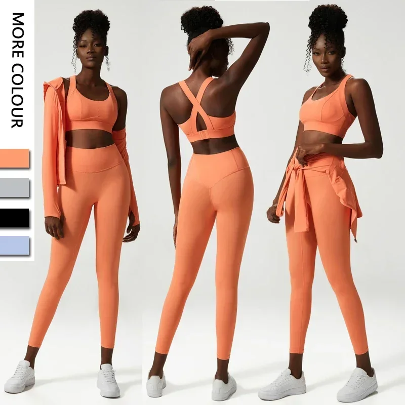3 Pieces Fitness Yoga Set Women Solid Color Gym Suit Hooded Jacket Sexy Back Bra High Waist Leggings Female Workout Sportswear
3 Pieces Fitness Yoga Set Women Solid Color Gym Suit Hooded Jacket Sexy Back Bra High Waist Leggings Female Workout Sportswear