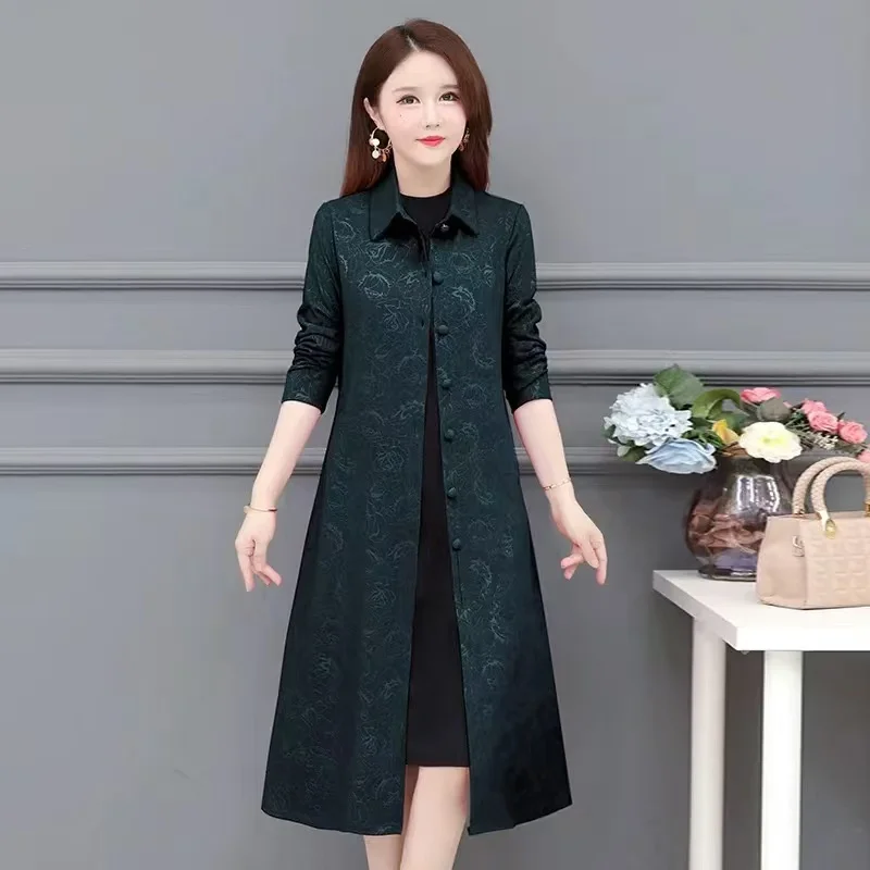 Women Windbreaker 2025 New Mid-length Spring Autumn Trench Coat Middle aged Female Coats Korean Loose Top
Women Windbreaker 2025 New Mid-length Spring Autumn Trench Coat Middle aged Female Coats Korean Loose Top