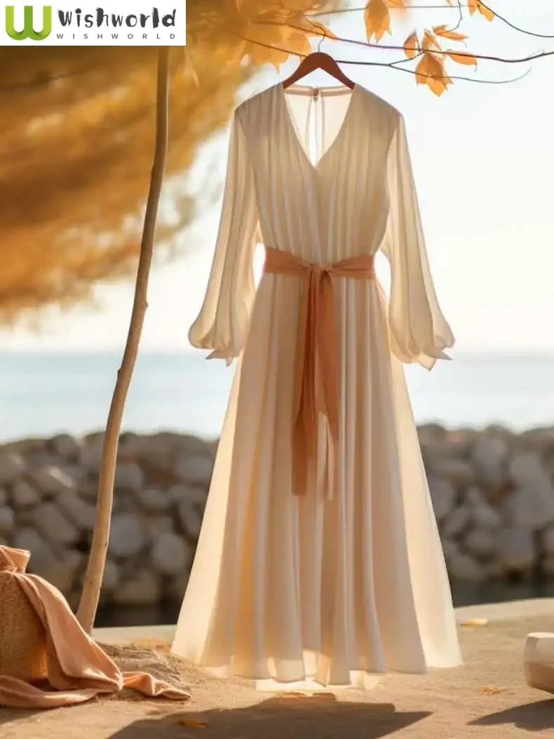 French Style Spring and Summer New High-end Temperament White Chiffon Dress Exquisite Long Dress Skirt
French Style Spring and Summer New High-end Temperament White Chiffon Dress Exquisite Long Dress Skirt