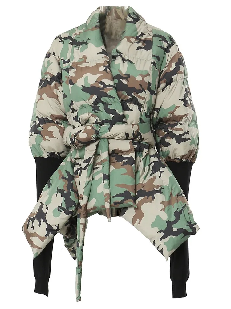 Camouflage Knitting Irregular Cotton-padded Coat Long Sleeve Loose Fit Women Parkas Fashion New Autumn Winter O829
Camouflage Knitting Irregular Cotton-padded Coat Long Sleeve Loose Fit Women Parkas Fashion New Autumn Winter O829