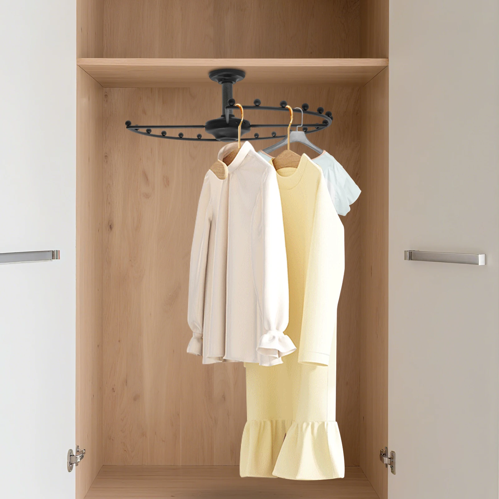 Black Iron 52x16cm Rotating Circular Wardrobe Rod 360 Rotating Clothes Hanger Strong Load-bearing Wardrobe Rotating Rod
Black Iron 52x16cm Rotating Circular Wardrobe Rod 360 Rotating Clothes Hanger Strong Load-bearing Wardrobe Rotating Rod