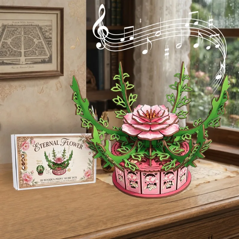 3D Wooden Peony Jigsaw Puzzle Music Box Handmade DIY Assembling Toy Vintage Musical Box Ornament Unique Birthday Holiday Present
3D Wooden Peony Jigsaw Puzzle Music Box Handmade DIY Assembling Toy Vintage Musical Box Ornament Unique Birthday Holiday Present