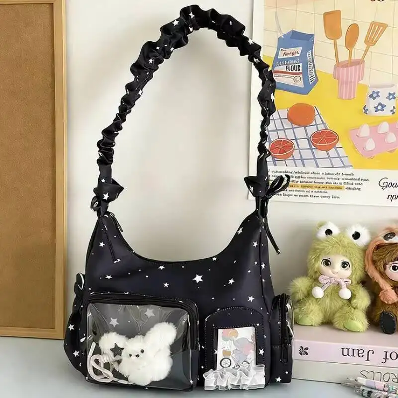 NEW Y2K Star Polka Dot Ita Shoulder Bag Cute Girls Ruffled Strap Transparent Crossbody Bag DIY Display Minimalist Style Handbags
NEW Y2K Star Polka Dot Ita Shoulder Bag Cute Girls Ruffled Strap Transparent Crossbody Bag DIY Display Minimalist Style Handbags