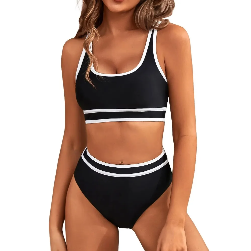 Women's High Waisted Bikini Sets 2026 Sporty Two Piece Swimsuits Color Block Cheeky High Cut Bathing Suits Summer Biquini Black
Women's High Waisted Bikini Sets 2026 Sporty Two Piece Swimsuits Color Block Cheeky High Cut Bathing Suits Summer Biquini Black