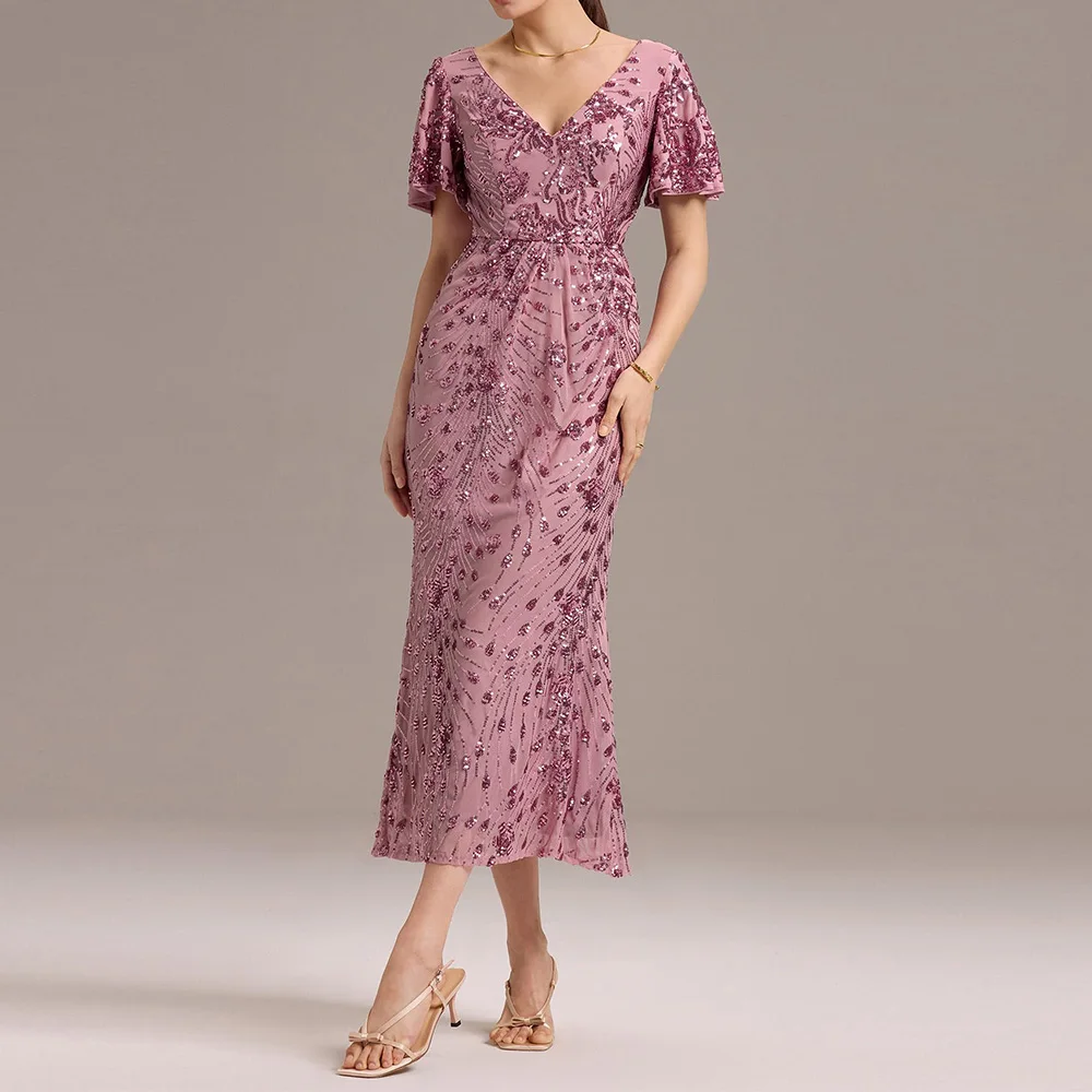 Customized Charming Mother of The Bride Dresses Women Gorgeous V Neck Sequin Tulle Short Sleeves Maxi Formal Evening Gowns
Customized Charming Mother of The Bride Dresses Women Gorgeous V Neck Sequin Tulle Short Sleeves Maxi Formal Evening Gowns