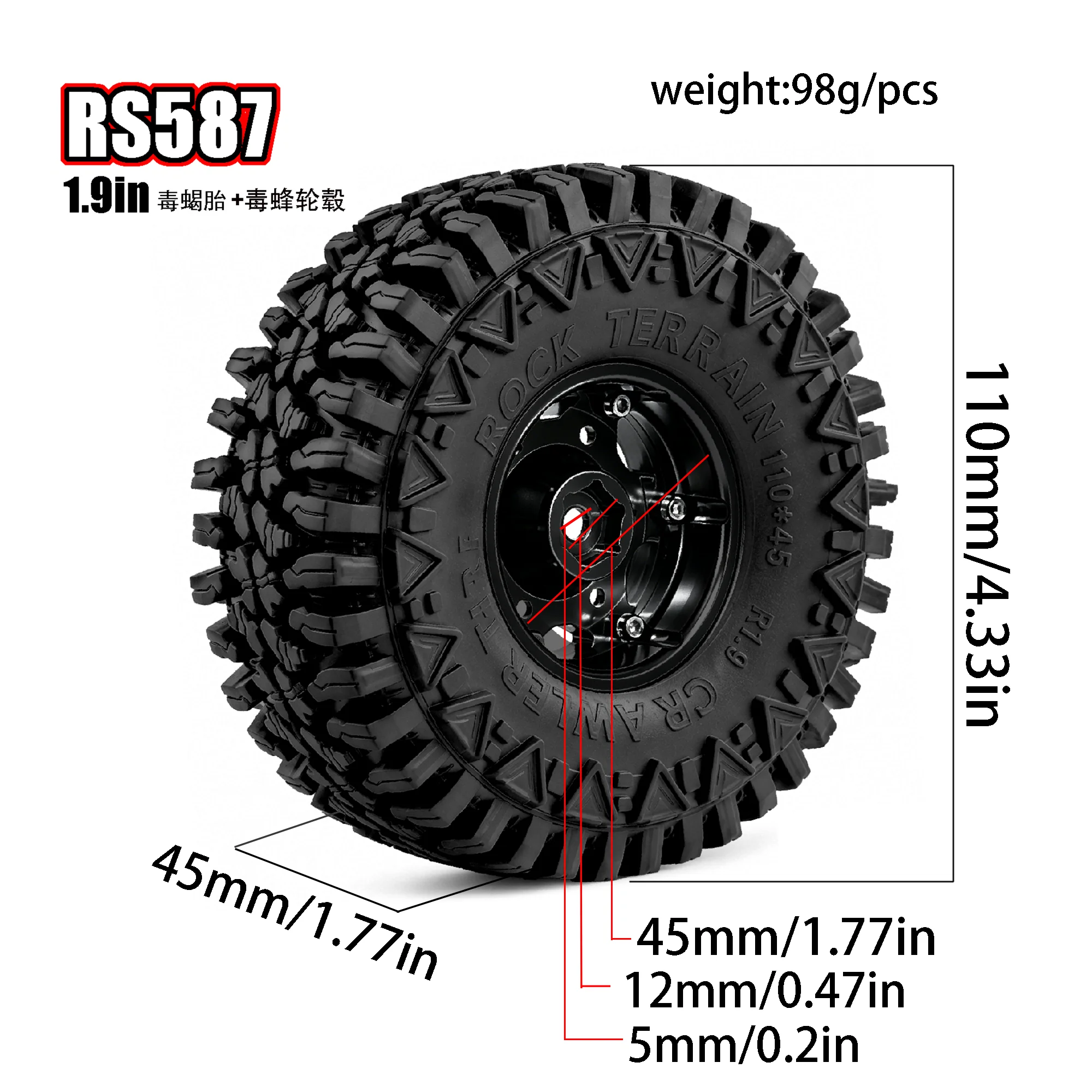 RED SPIDER 4Pcs 1.9" Aluminum Beadlock Wheels Rim Tire Set for TRX4 SCX10 Axial SCX24 Traxxas RC Crawler Truck Upgrade Parts
RED SPIDER 4Pcs 1.9" Aluminum Beadlock Wheels Rim Tire Set for TRX4 SCX10 Axial SCX24 Traxxas RC Crawler Truck Upgrade Parts