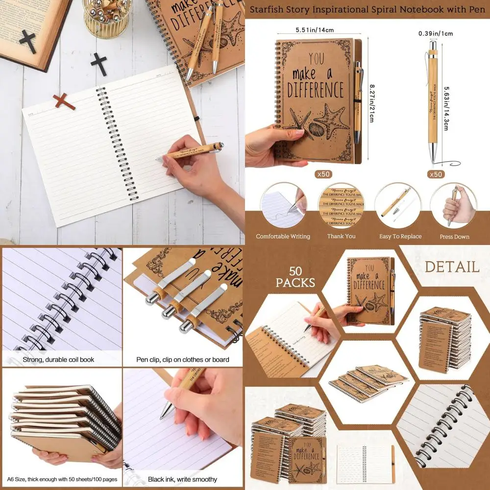 Bulk Starfish-Themed A5 Spiral Journals with Bamboo Pens: Inspirational Christmas Gifts for Employees and Volunteers
Bulk Starfish-Themed A5 Spiral Journals with Bamboo Pens: Inspirational Christmas Gifts for Employees and Volunteers