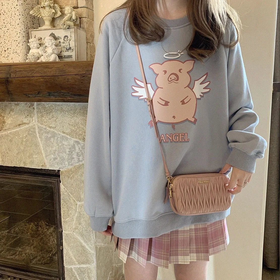 Cartoon Angel Pig Printed Hoodies Women Sweatshirts Autumn Aesthetic Hoodie Cute Y2K Cotton Thin Thicked Oversized Tops Girls
Cartoon Angel Pig Printed Hoodies Women Sweatshirts Autumn Aesthetic Hoodie Cute Y2K Cotton Thin Thicked Oversized Tops Girls