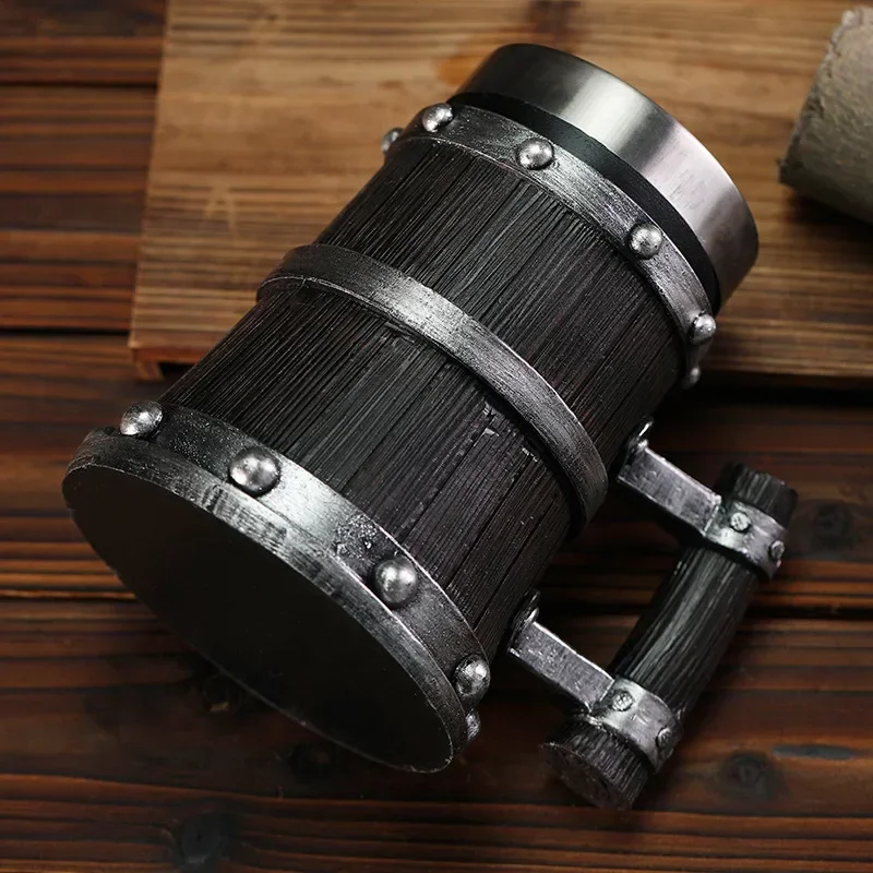 Beer Mug Large Wood Barrel Tankard Viking Wood Grain Beer Mug 304 Stainless Steel Medieval Tavern Imitation Coffee Cup Men Gift
Beer Mug Large Wood Barrel Tankard Viking Wood Grain Beer Mug 304 Stainless Steel Medieval Tavern Imitation Coffee Cup Men Gift