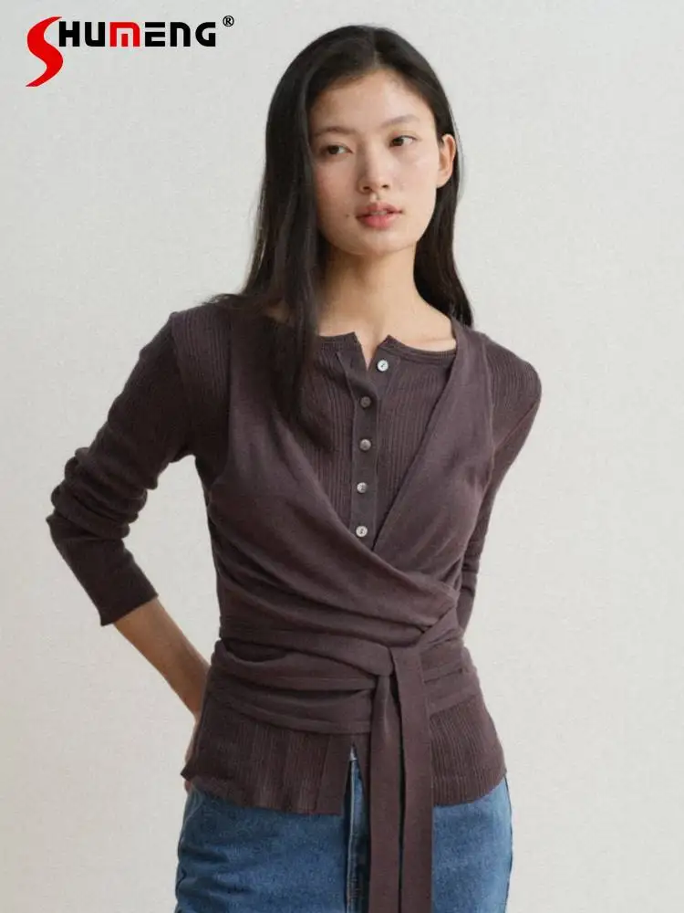 2026 Spring Elegant Versatile Knitted Suit Lace-up Vest Crew Neck Long Sleeve Single-Breasted Slim Cardigan Two-Piece Set Women
2026 Spring Elegant Versatile Knitted Suit Lace-up Vest Crew Neck Long Sleeve Single-Breasted Slim Cardigan Two-Piece Set Women